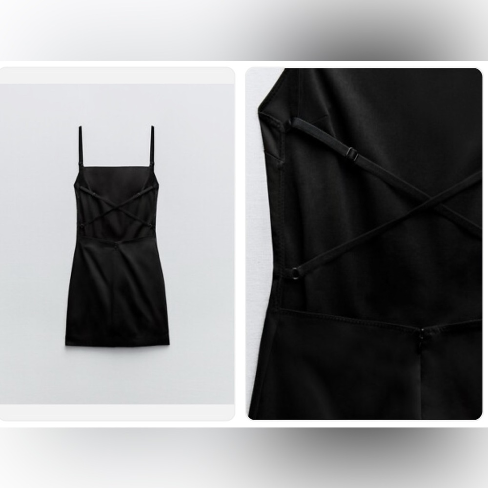 Zara Little Black Dress Strappy Open Back Mini NWT 🩷 - Picture 3 of 7